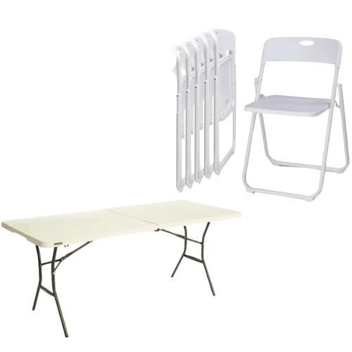 Folding tables and chairs available for event rental